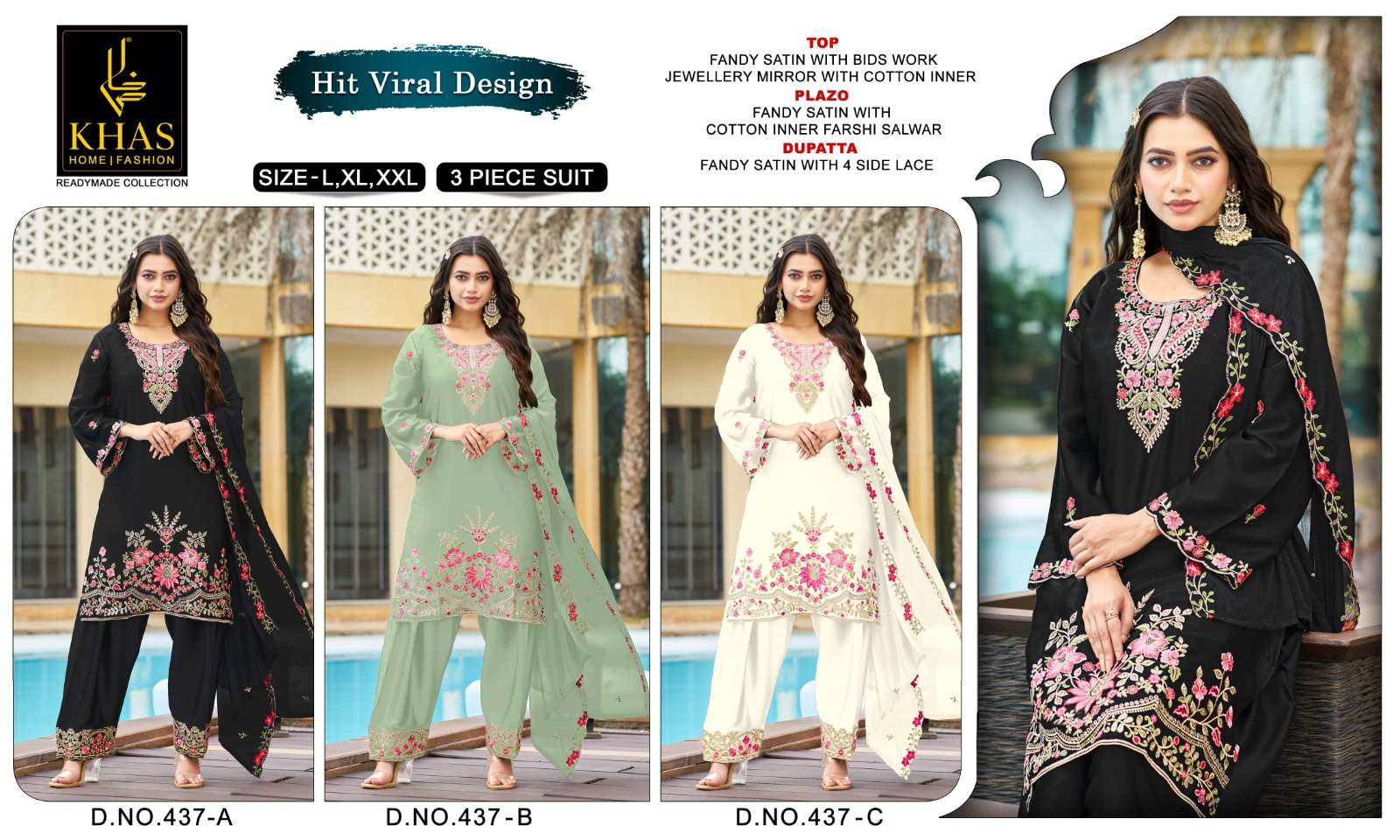 KHAS 437 READYMADE EMBROIDERY PATTERN SUIT FOR FUNCTION TYPE IN SURAT